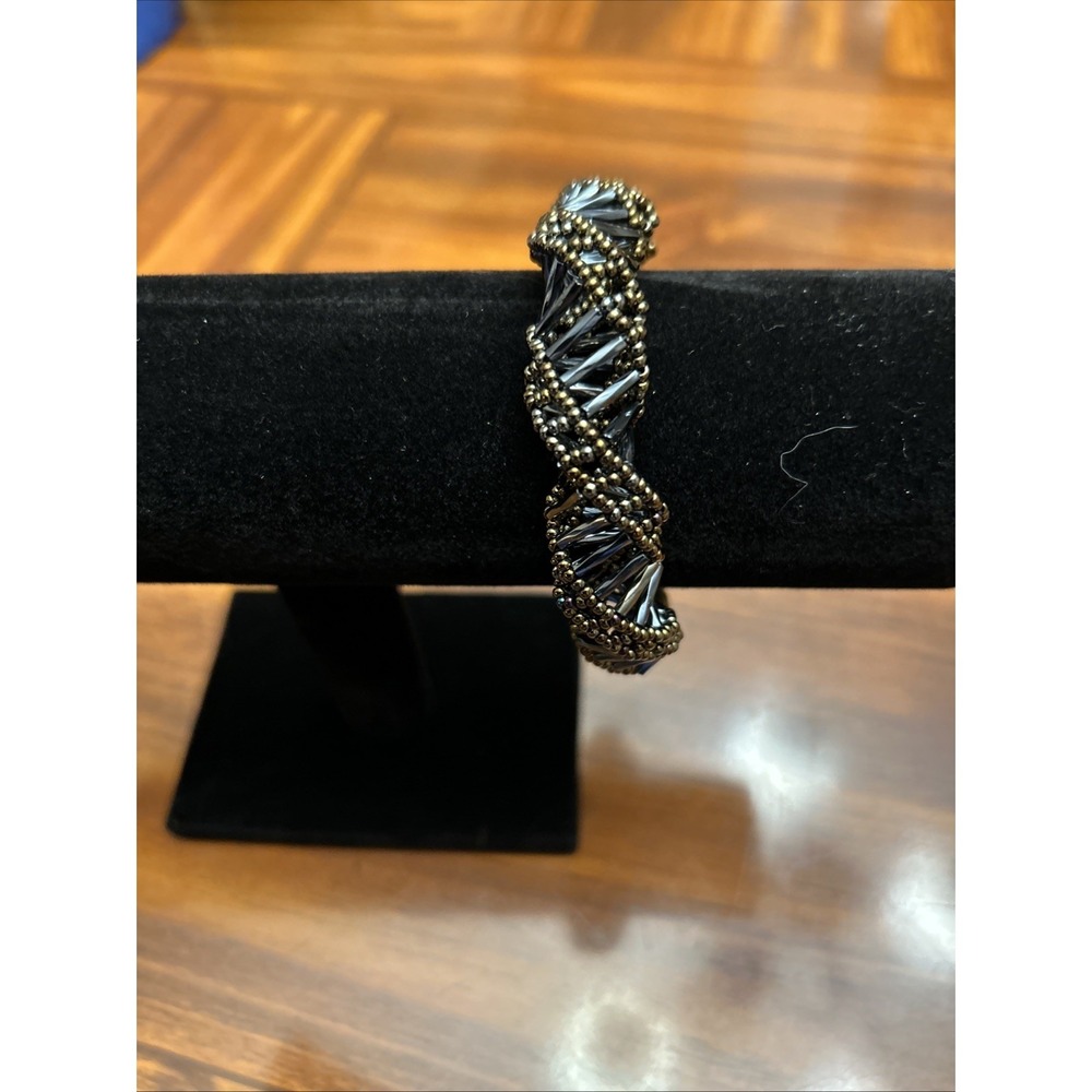 Black Bronze Beaded Twist Hollow Bracelet Unusual‎